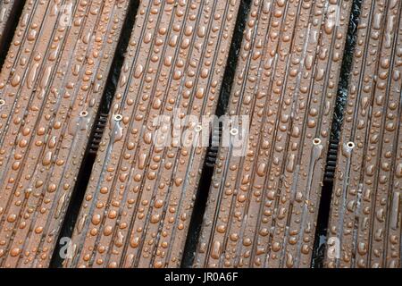 impregnated Wood with water drops Stock Photo