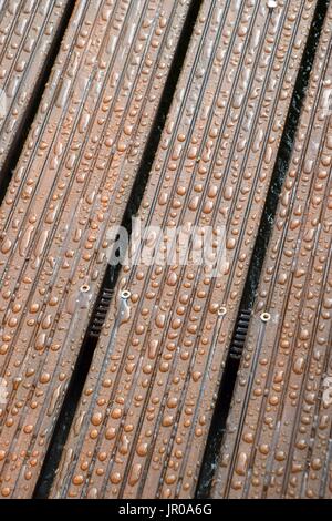 impregnated Wood with water drops Stock Photo