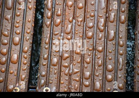 impregnated Wood with water drops Stock Photo