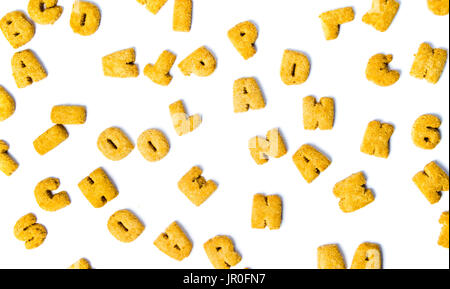 Cookie shaped in alphabet letters isolated on white Stock Photo