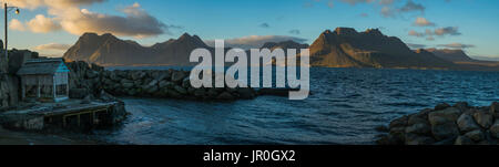 The Old Pier In Gjojur, A Tiny Fishing Village Along The Strandir Coast; West Fjords, Iceland Stock Photo