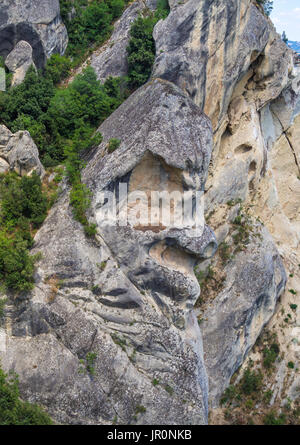 Castelmezzano (Italy) - A little altitude village, dug into the rock in the natural park of the Dolomiti Lucane, Basilicata, famous for 'Angel Flight' Stock Photo