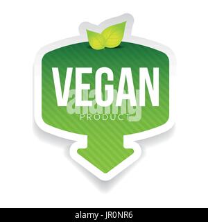 Vegan green label with leaves Stock Vector