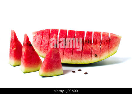 Watermelon fruit slice isolated on white background Stock Photo