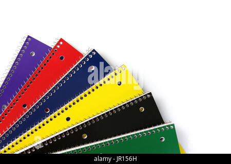 Spiral Notebooks in a stack on a white background Stock Photo