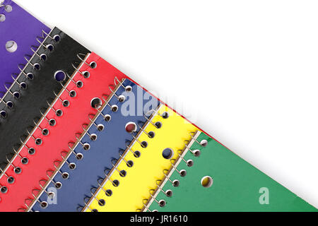 Spiral Notebooks in a stack on a white background Stock Photo