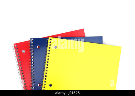 Spiral Notebooks in a stack on a white background Stock Photo