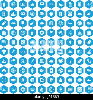 100 sandwich icons set blue Stock Vector