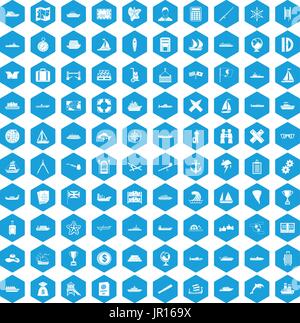 100 shipping icons set blue Stock Vector