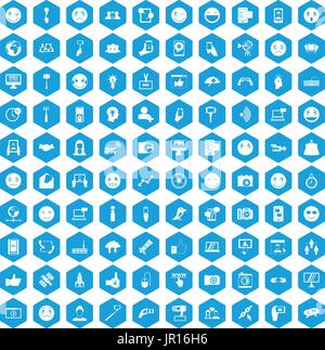 100 social media icons set blue Stock Vector