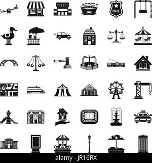 Small city icons set, simple style Stock Vector