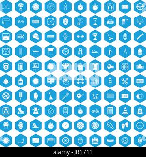 100 stopwatch icons set blue Stock Vector