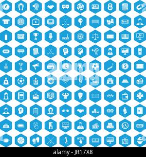 100 totalizator icons set blue Stock Vector