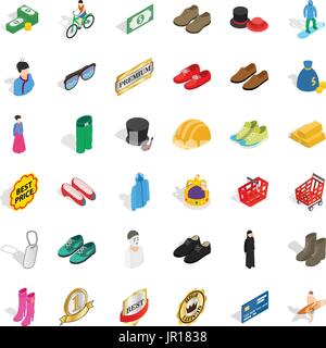 Clothes icons set, isometric style Stock Vector