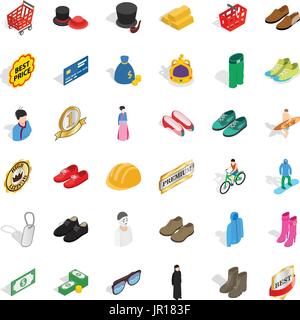 Fashion clothes icons set, isometric style Stock Vector