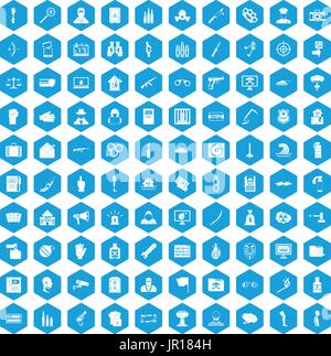 100 violation icons set blue Stock Vector
