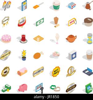 Drink coffee icons set, isometric style Stock Vector