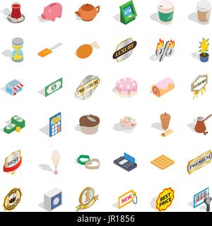 Hot drink icons set, isometric style Stock Vector