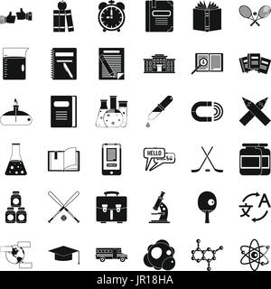 Education icons set, simple style Stock Vector
