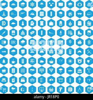 100 windows icons set blue Stock Vector