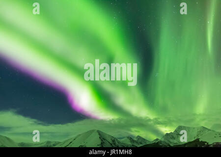 Northern Lights Over The Kenai Mountains Near Moose Pass, Kenai Peninsula, Southcentral Alaska, USA Stock Photo