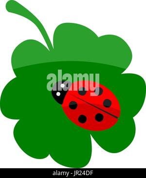 Vector illustration of a lady bug on a clover, success concept Stock Vector