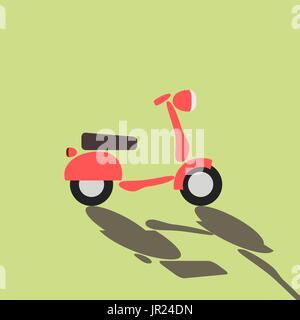 Retro scooter on a green background, vector illustration Stock Vector
