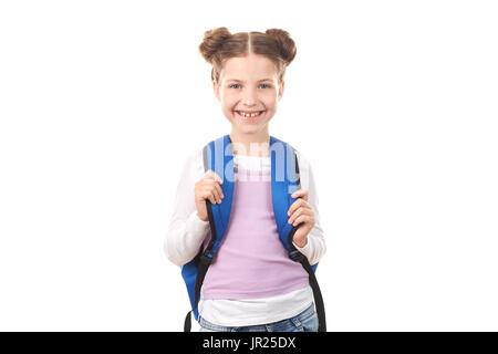 Elementary student with backpack Stock Photo