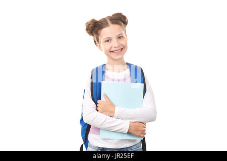 Elementary student with backpack Stock Photo