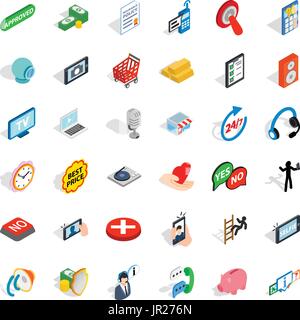 All day consultation icons set, isometric style Stock Vector