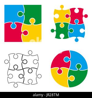 Vector puzzle pattern isolated on white background Stock Vector
