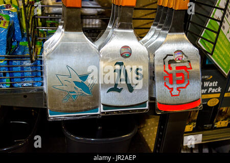 31 January 2013 - New Orleans, Louisiana - NFL branded merchandise fills  Lids Locker Room store. The store is just a stone's throw from the Mercedes  Benz Superdome, home of the New