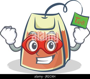 Super hero tea bag character cartoon vector illustration Stock Vector