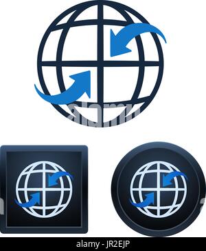 Design of global communication icons on white background. Isolated vector illustrations. Stock Vector