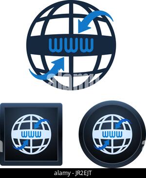 Design of globe shaped www icons on white background. Isolated vector illustrations. Stock Vector