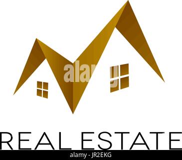 Design of real estate logo on white background. Roof shape. Isolated vector illustration. Stock Vector
