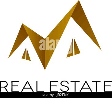 Design of real estate logo on white background. Roof shape. Isolated vector illustration. Stock Vector