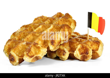 Belgian waffles isolated on white background Stock Photo