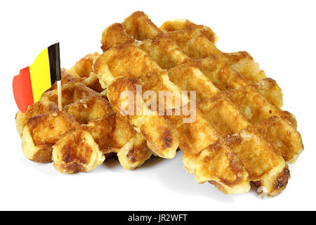 Belgian waffles isolated on white background Stock Photo