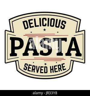 Delicious pasta label or icon on white background, vector illustration Stock Vector