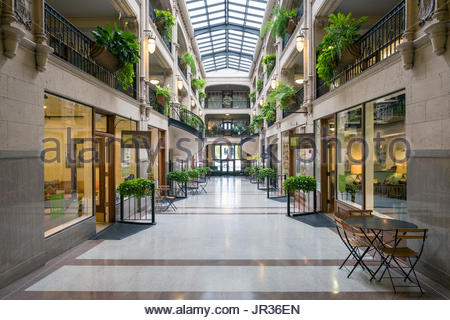 United States, North Carolina, Buncombe County, Asheville. Grove Arcade historic shopping mall in downtown Asheville.