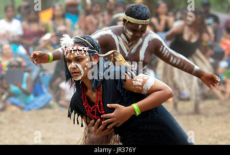 Performers at the Laura Aboriginal Dance Festival, Cape York, Far North Queensland, FNQ, QLD, Australia Stock Photo