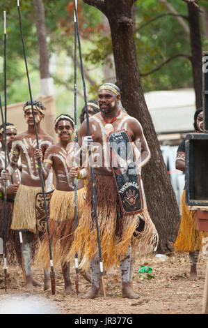 Group of performers at the Laura Aboriginal Dance Festival, Cape York, Far North Queensland, FNQ, QLD, Australia Stock Photo