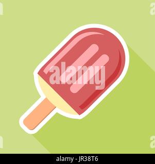 Flat style ice cream icon on a green background, vector illustration Stock Vector