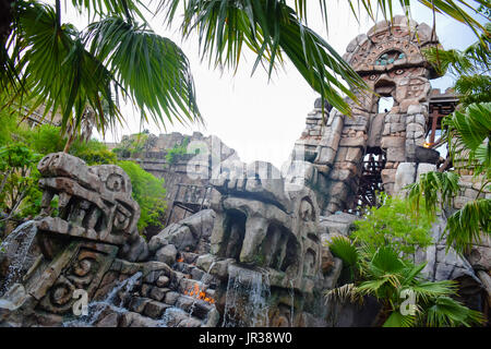 CHIBA, JAPAN: Raging Spirits attraction in Lost River Delta area in Tokyo Disneysea located in Urayasu, Chiba, Japan Stock Photo