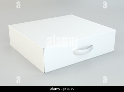 Realistic white package cardboard box. 3d rendering Stock Photo