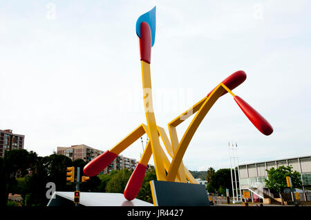 BARCELONA, SPAIN - May 24, 2016: Statue of Mistos (matches) by Swedish artist Claes Oldenburg Stock Photo