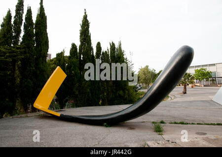 BARCELONA, SPAIN - May 24, 2016: Statue of Mistos (matches) by Swedish artist Claes Oldenburg Stock Photo