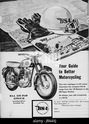 BSA 250 Star Motor Cycle Magazine Advert March 1962 Stock Photo