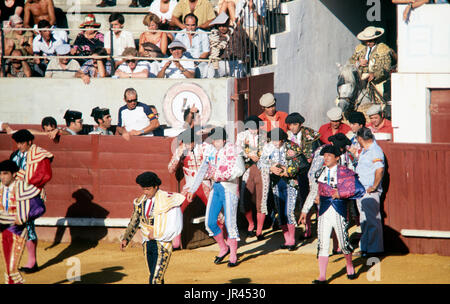 Bullshit in Spain - Toreador fight with bull - Feria Stock Photo